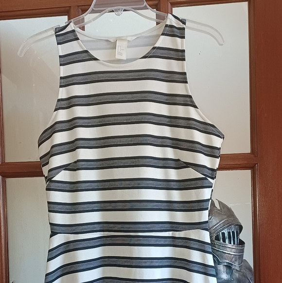 H&M Striped Dress, M, Racer-back, Black & White - Picture 3 of 6